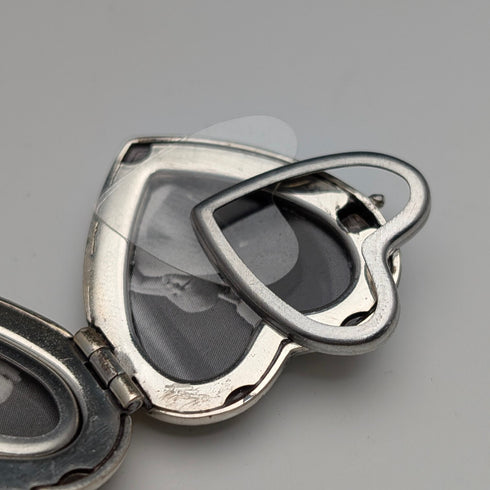 復古鍍銀心型小盒子吊飾和項鍊